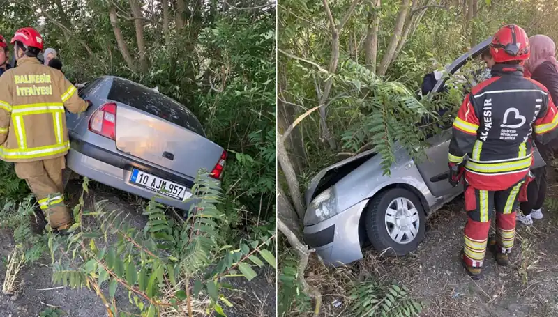Balıkesir’de Otomobil Şarampole Yuvarlandı: Yaralılar Hastaneye Kaldırıldı