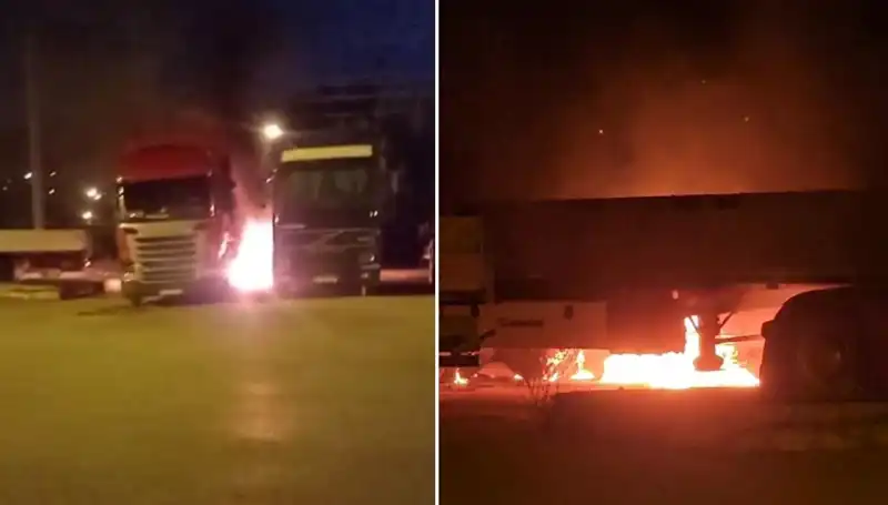 Park Halindeki Tırlara Alacakaranlıkta Gizemli Yangın: Sebebi Ne?